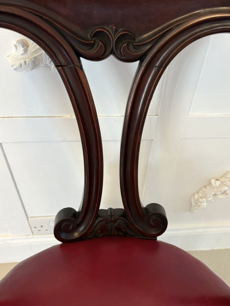Set of Six Antique Victorian Superb Quality Carved Mahogany Library/Dining Chairs - Image 13